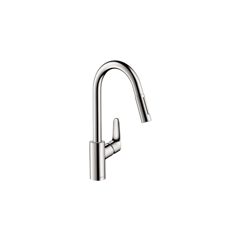 hansgrohe Focus Chrome High Arc Kitchen Faucet with Magnetic Docking Spray Head, Chrome 04505000