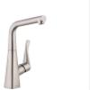 hansgrohe Metris Stainless Steel Bar Kitchen Faucet, Bar Sink Faucet Single Hole, Faucet for Kitchen Sink, Stainless Steel Optic 04509800 view 1