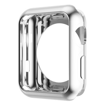 Leotop Compatible with Apple Watch Case 44mm 40mm, Soft Flexible TPU Plated Protector Bumper Shiny Cover Lightweight Thin Guard Shockproof Frame Compatible for iWatch Series 6 5 4 SE (Silver, 44mm)