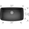 BLANCO 441610 Valea Super Single Bowl-Anthracite Sink, 32" L x 19" W view 2