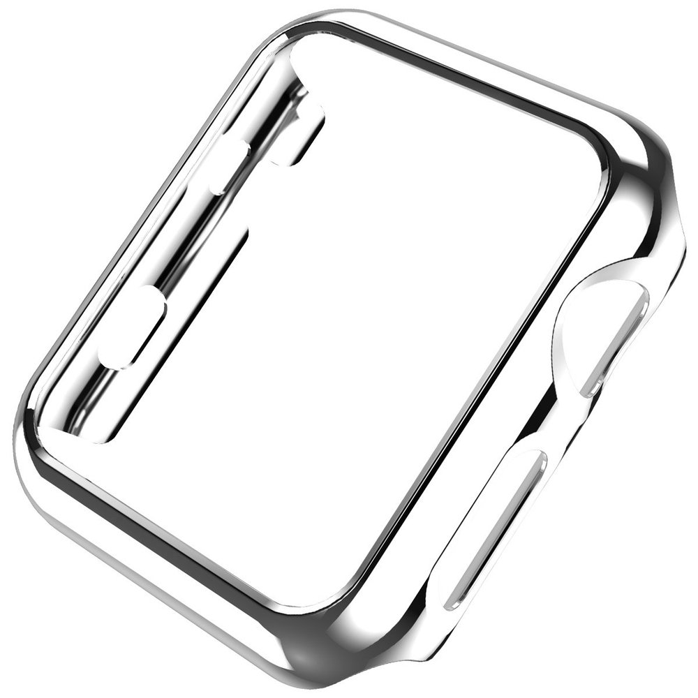 Leotop Compatible with Apple Watch Case 44mm 40mm, Super Thin PC Plated Bumper Protector Shiny Cover Lightweight Slim Shell Shockproof Frame Accessories Compatible iWatch Series 6 5 4 SE(Silver, 44mm)
