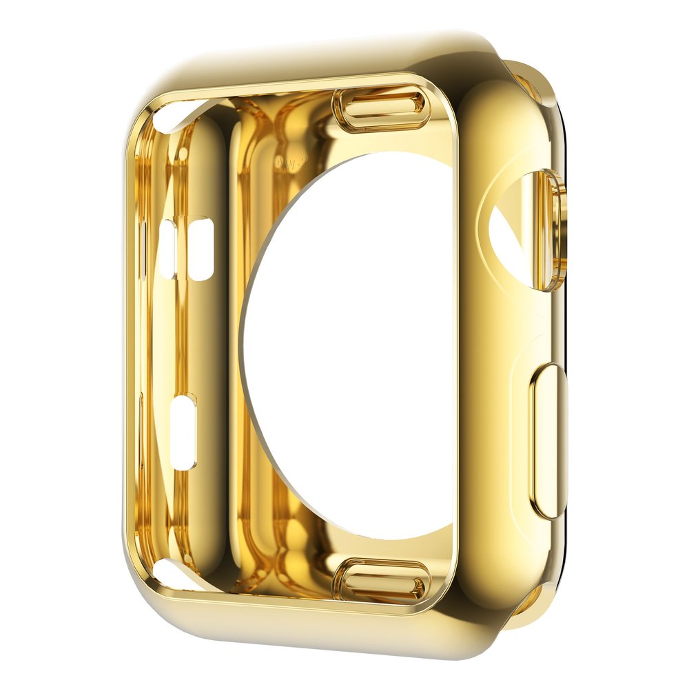 Leotop Compatible with Apple Watch Case 44mm 40mm, Soft Flexible TPU Plated Protector Bumper Shiny Cover Lightweight Thin Guard Shockproof Frame Compatible for iWatch Series 6 5 4 SE(Gold, 44mm)