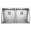 Blanco 519549 Quatrus R15 Under Mount Equal Double Bowl Kitchen Sink, Large, Stainless Steel view 1