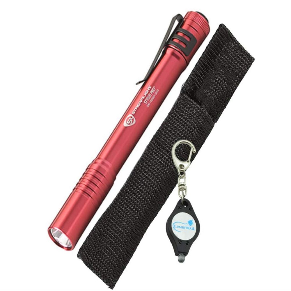 Streamlight 66120 Stylus Pro LED Penlight, Red with a Lumintrail Keychain Light