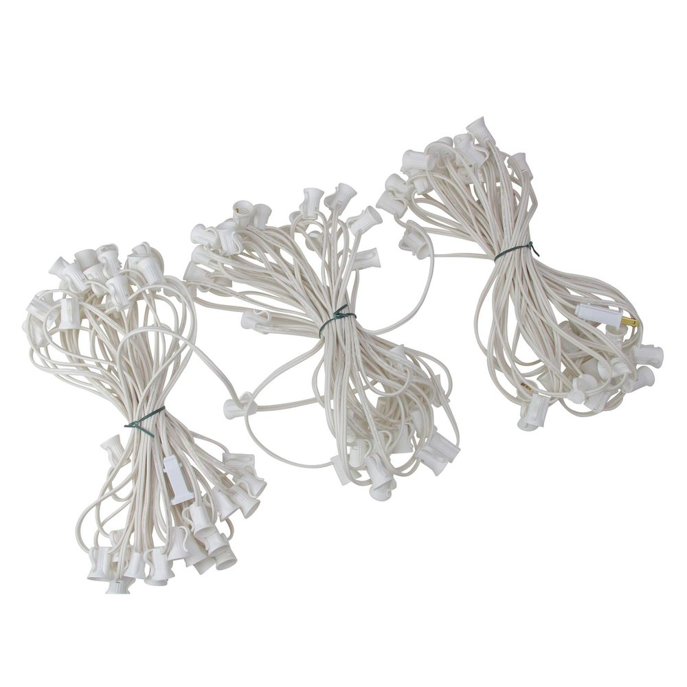 Northlight Commercial Grade C7 Christmas Light Socket Set - 100' White Wire - 18 Gauge