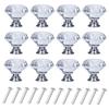 YourGift 12 Pack Drawer Knobs Diamond Shaped Crystal Glass 30mm Cabinet Knobs Pull Handles (Silver) view 1