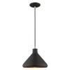 Livex Lighting 41178-04 Metal Shade - 10.5" One Light Mini Pendant, Black Finish with Black Metal/Gold Shade view 1
