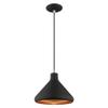 Livex Lighting 41178-04 Metal Shade - 10.5" One Light Mini Pendant, Black Finish with Black Metal/Gold Shade view 4