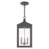 Livex Lighting 20593-80 Nyack - 18.5" Three Light Outdoor Hanging Lantern, Nordic Gray Finish with Clear Glass view 3