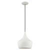 Livex Lighting 41186-03 Metal Shade - 9.5" One Light Mini Pendant, White Finish with White Metal/Gold Shade view 2
