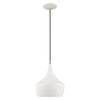 Livex Lighting 41186-03 Metal Shade - 9.5" One Light Mini Pendant, White Finish with White Metal/Gold Shade view 3