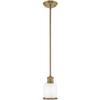Livex Lighting 40210-01 Middlebush - One Light Mini Pendant, Antique Brass Finish with Clear/Satin Opal White Glass view 1