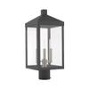 Livex Lighting 20592-80 Nyack - 19.5" Three Light Outdoor Post Top Lantern, Nordic Gray Finish with Clear Glass view 2