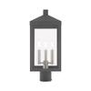 Livex Lighting 20592-80 Nyack - 19.5" Three Light Outdoor Post Top Lantern, Nordic Gray Finish with Clear Glass view 3