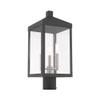Livex Lighting 20592-80 Nyack - 19.5" Three Light Outdoor Post Top Lantern, Nordic Gray Finish with Clear Glass view 4