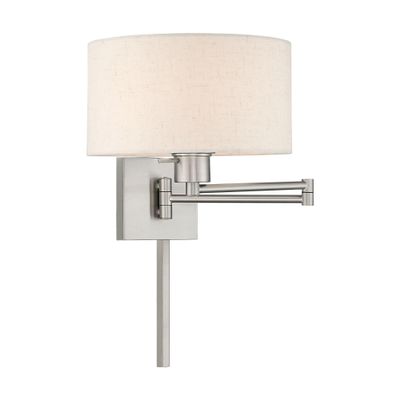 Livex Lighting 40037-91 1-Light Swing Arm Wall Light, Brushed Nickel
