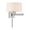 Livex Lighting 40037-91 1-Light Swing Arm Wall Light, Brushed Nickel view 1