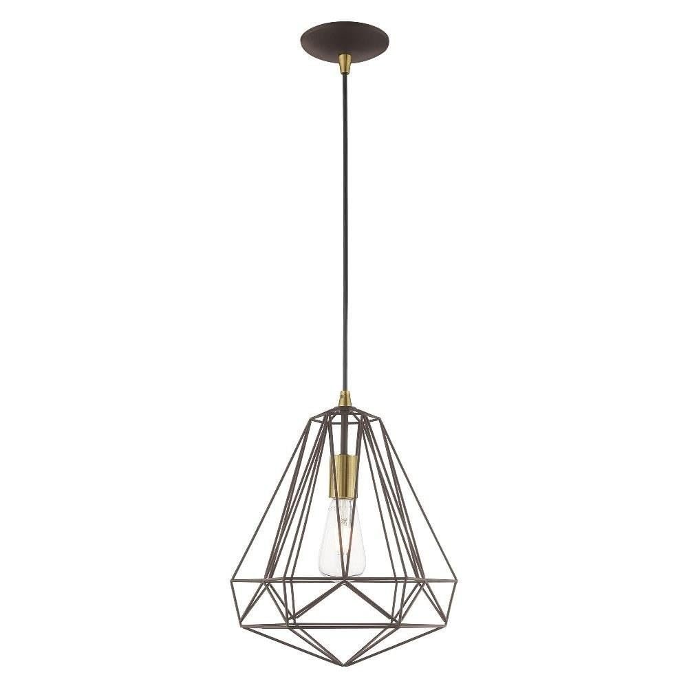 Livex Lighting 41324-07 Geometric - 1-Light Mini Pendant, Bronze