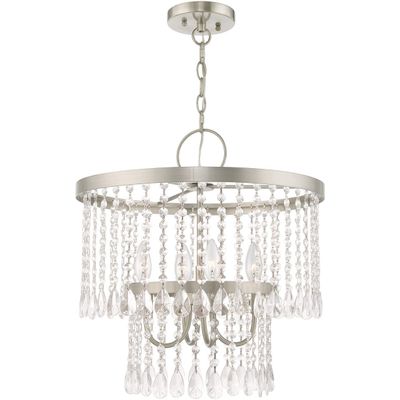 Livex Lighting 51064-91 Elizabeth 4-Light Chandelier, Brushed Nickel