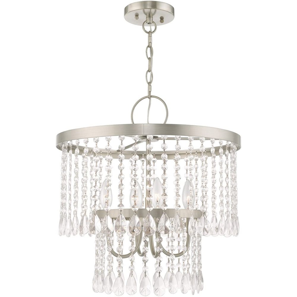 Livex Lighting 51064-91 Elizabeth 4-Light Chandelier, Brushed Nickel