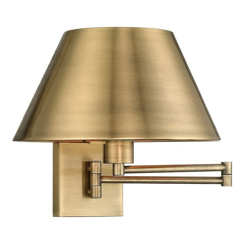 Livex Lighting 40030-01 1-Light Swing Arm Wall Light, Antique Brass