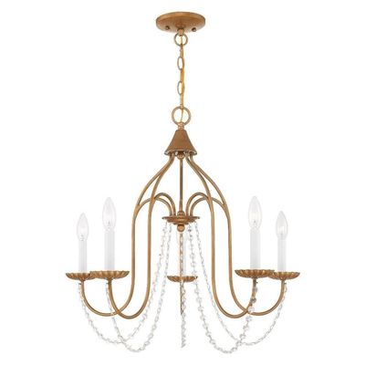 Livex Lighting 5-Light Chandelier, Antique Gold Leaf