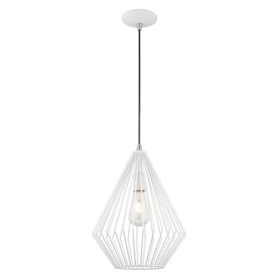 Livex Lighting 41325-03 Geometric - 1-Light Mini Pendant, White