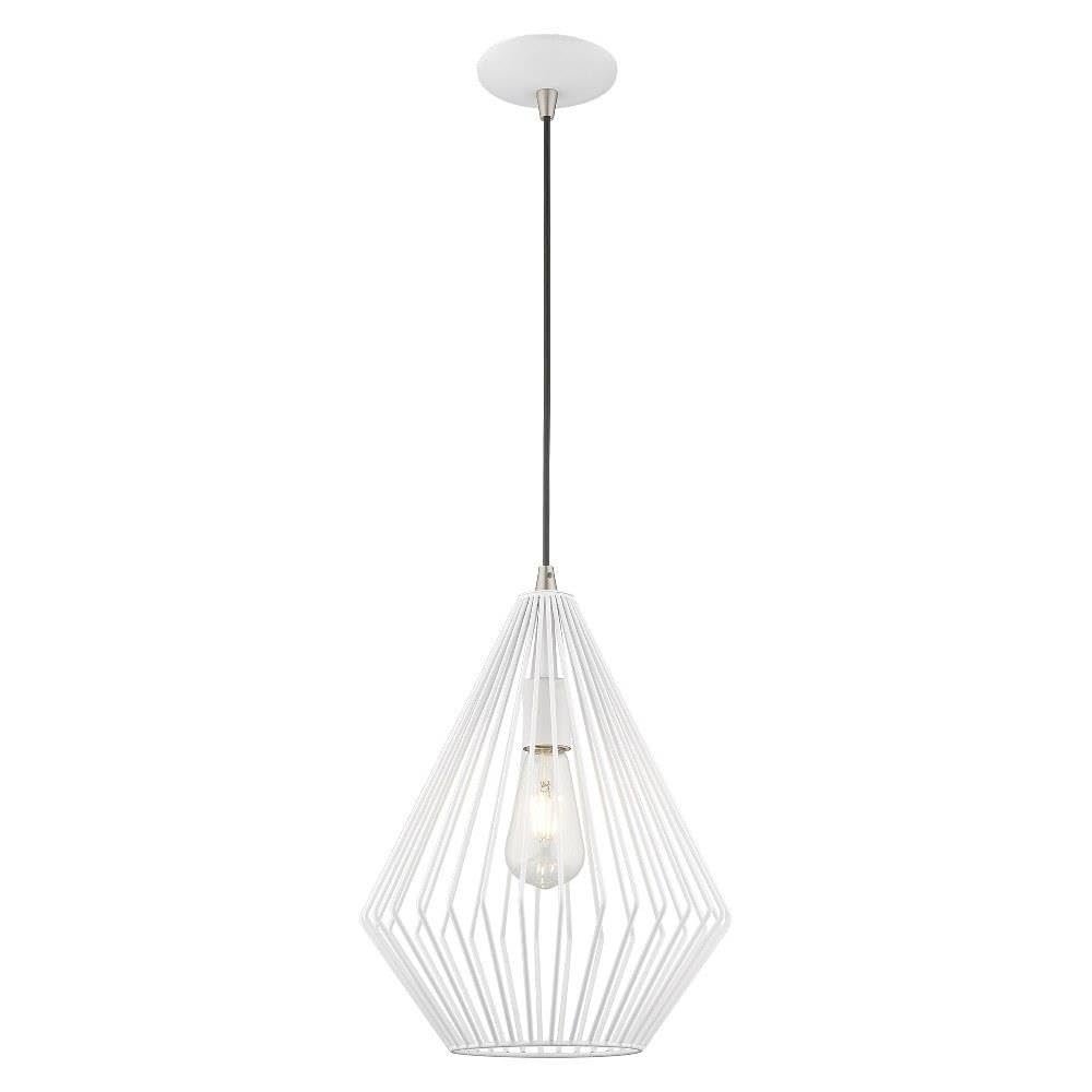 Livex Lighting 41325-03 Geometric - 1-Light Mini Pendant, White