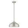 Livex Lighting 41172-66 Metal Shade - 11.75" One Light Mini Pendant, Brushed Aluminum Finish with Brushed Aluminum Metal/Shiny White Shade view 1
