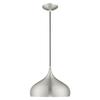 Livex Lighting 41172-66 Metal Shade - 11.75" One Light Mini Pendant, Brushed Aluminum Finish with Brushed Aluminum Metal/Shiny White Shade view 3