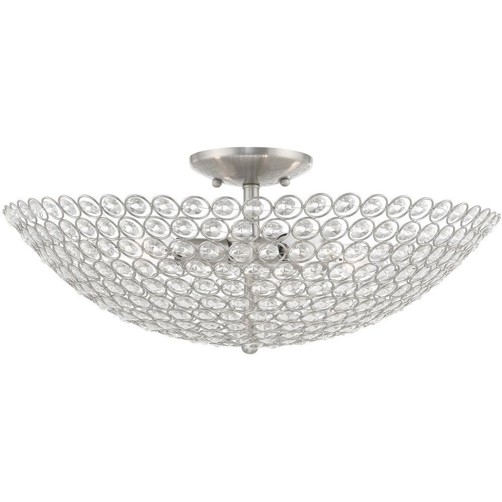 Livex Lighting 4-Light Ceiling Mount, Brushed Nickel