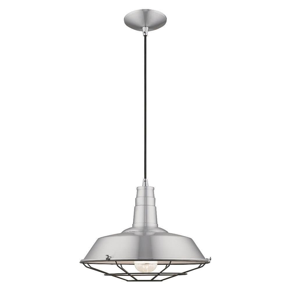Livex Lighting 41184-66 Metal - 1-Light Mini Pendant, Brushed Aluminum