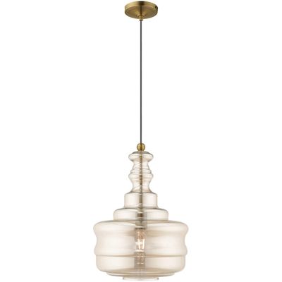 Livex Lighting 41225-01 Art Glass - 1-Light Mini Pendant, Antique Brass