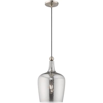 Livex Lighting 41244-91 Art Glass - 1-Light Mini Pendant, Brushed Nickel