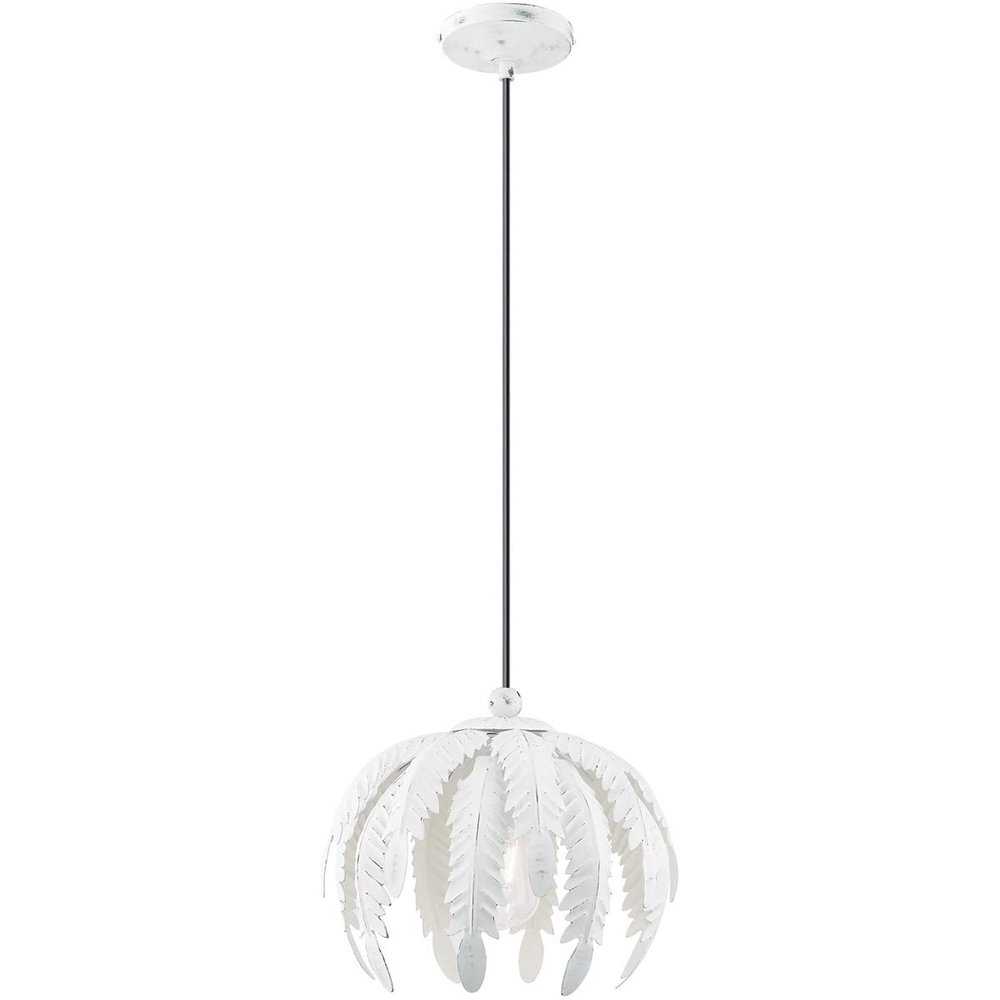 Livex Lighting 41231-60 Acanthus - One Light Mini Pendant, Antique White Finish with Antique White Metal Shade