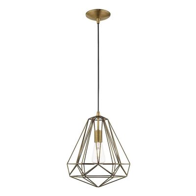 Livex Lighting 41324-01 Geometric - 1-Light Mini Pendant, Antique Brass
