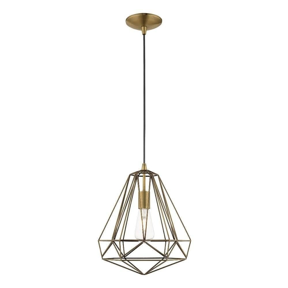 Livex Lighting 41324-01 Geometric - 1-Light Mini Pendant, Antique Brass