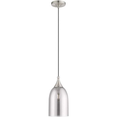 Livex Lighting 40649-91 Art Glass - 1-Light Mini Pendant, Brushed Nickel