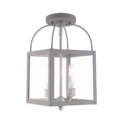 Livex Lighting 4041-80 Milford - Two Light Convertible Mini Pendant, Nordic Gray Finish with Clear Glass