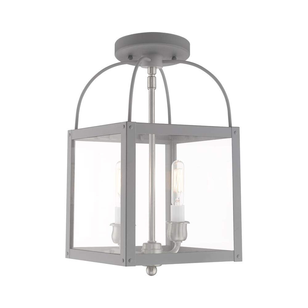 Livex Lighting 4041-80 Milford - Two Light Convertible Mini Pendant, Nordic Gray Finish with Clear Glass