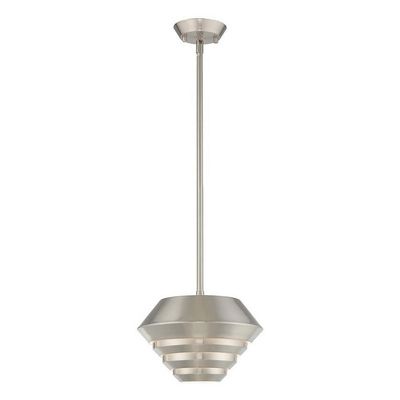 Livex Lighting 40401-91 Amsterdam - 16" One Light Mini Pendant, Brushed Nickel Finish with Brushed Nickel Metal Shade