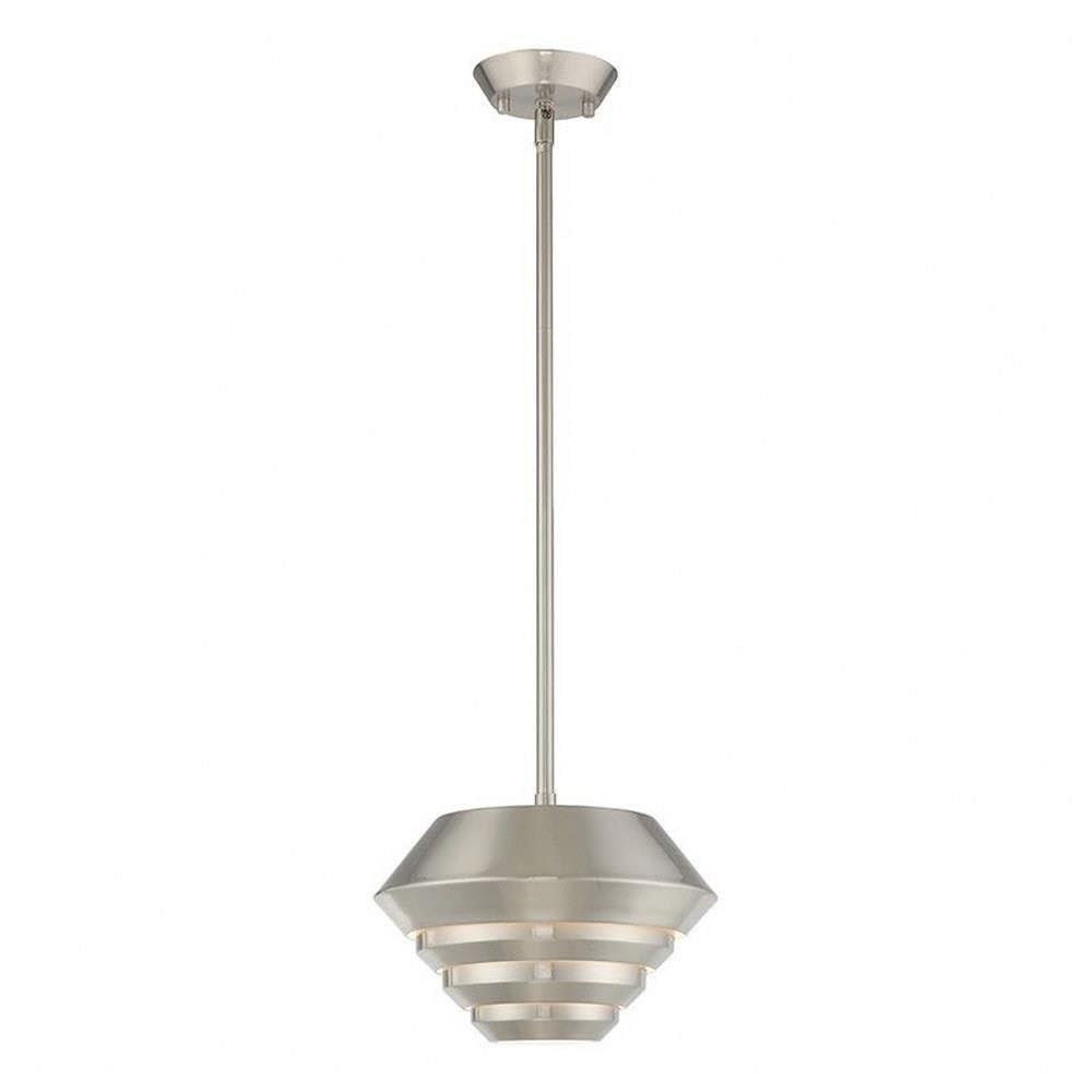 Livex Lighting 40401-91 Amsterdam - 16" One Light Mini Pendant, Brushed Nickel Finish with Brushed Nickel Metal Shade