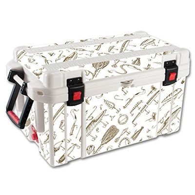 MightySkins (Cooler Not Included) Skin Compatible With Pelican 65 qt Cooler Retro Lures | Protective, Durable, and Unique Vinyl Decal wrap cover | Easy To Apply, Remove, and Change Styles | Made in the USA