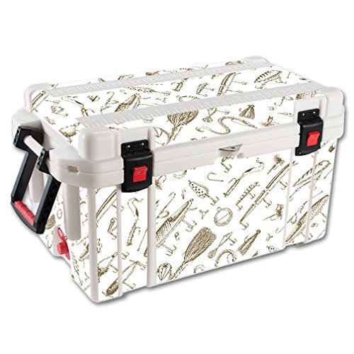 MightySkins (Cooler Not Included) Skin Compatible With Pelican 65 qt Cooler Retro Lures | Protective, Durable, and Unique Vinyl Decal wrap cover | Easy To Apply, Remove, and Change Styles | Made in the USA