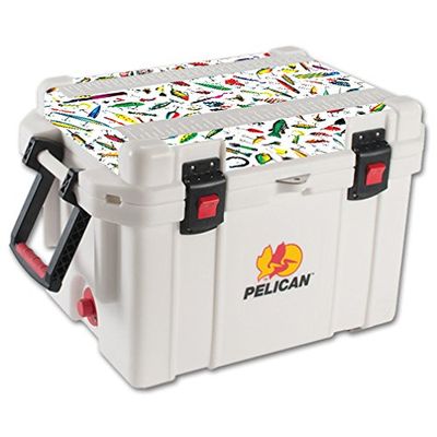 MightySkins (Cooler Not Included) Skin Compatible With Pelican 35 qt Cooler Lid Bright Lures | Protective, Durable, and Unique Vinyl Decal wrap cover | Easy To Apply, Remove, and Change Styles | Made in the USA