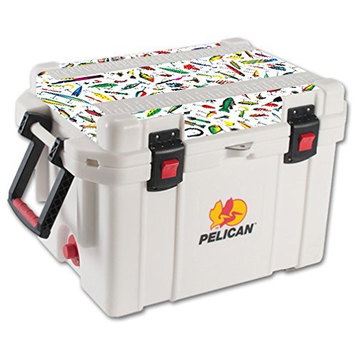 MightySkins (Cooler Not Included) Skin Compatible With Pelican 35 qt Cooler Lid Bright Lures | Protective, Durable, and Unique Vinyl Decal wrap cover | Easy To Apply, Remove, and Change Styles | Made in the USA