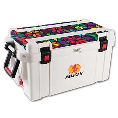 MightySkins (Cooler Not Included) Skin Compatible With Pelican 65 qt Cooler Lid Stained Glass Window | Protective, Durable, and Unique Vinyl Decal wrap cover | Easy To Apply, Remove, and Change Styles | Made in the USA