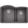 BLANCO, Cinder 441591 DIAMOND SILGRANIT 60/40 Double Bowl with Low Divide Undermount Kitchen Sink, 32" X 21" view 1