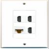 RiteAV - 3 Port HDMI 1 Port Cat6 Ethernet White Wall Plate Decorative view 1