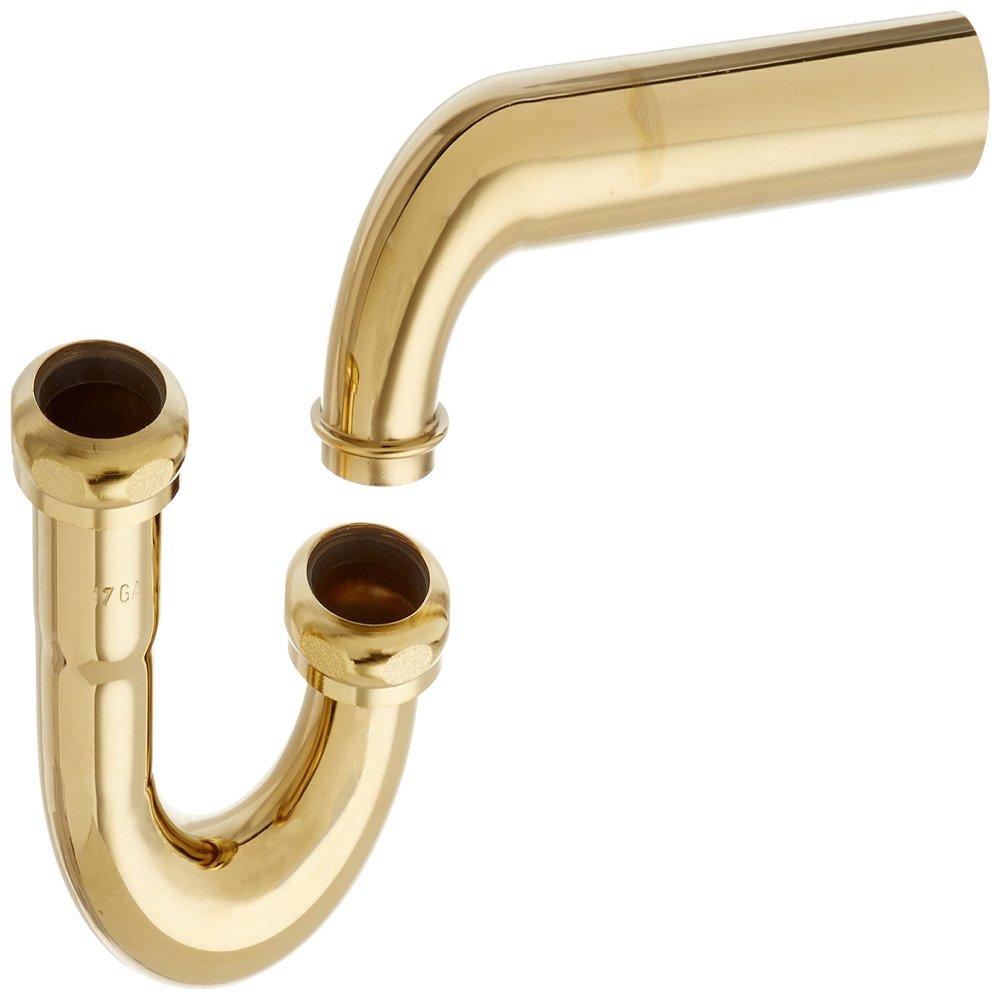 Jones Stephens P3892PB 1 1/4" 17-Gauge Polished Brass P-Trap